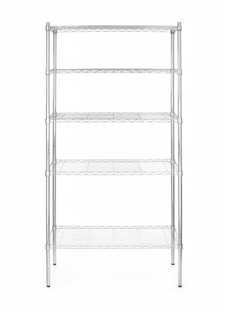 Estante de armazenamento com 5 prateleiras, Cromo, 910x455x(H)1830mm