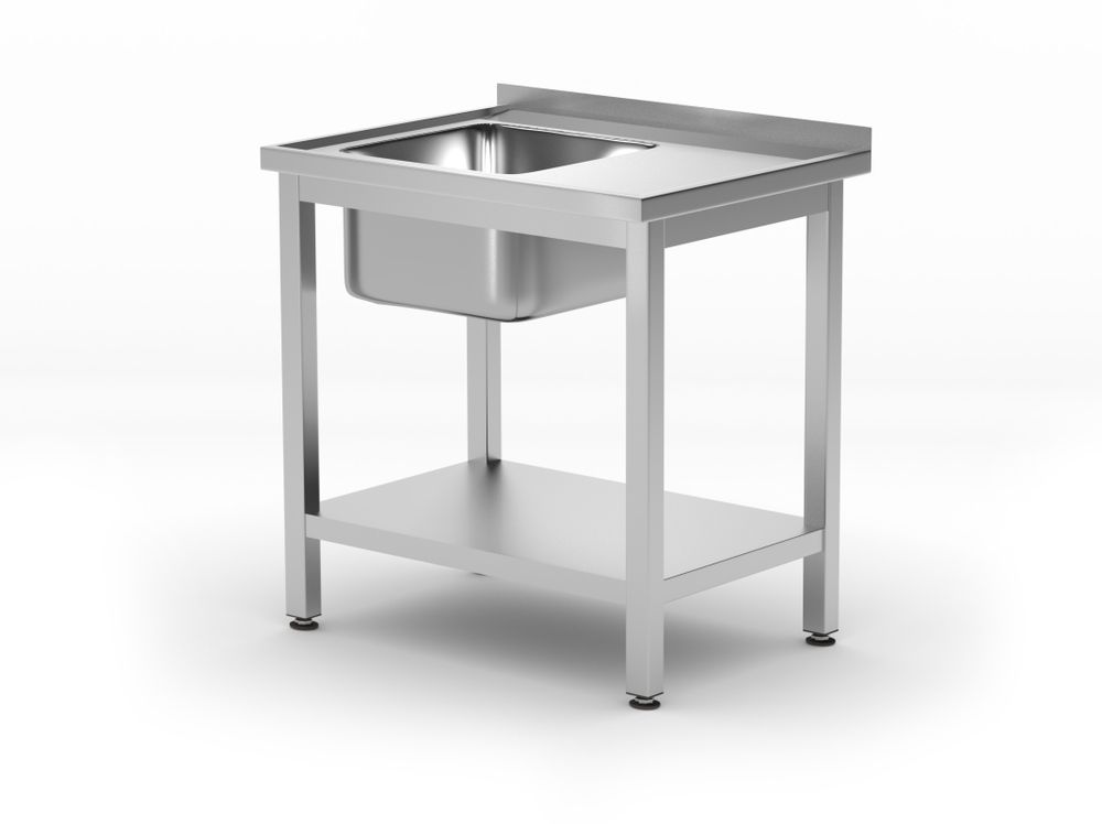 Mesa lava-loiças com prateleira – aparafusada, profundidade 600 mm, Profi Line, Lado direito, 1000x600x(H)850mm - Image 2