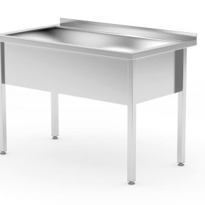 Mesa com calha de lavagem única – soldada, profundidade 700 mm, altura da câmara 300 mm, Profi Line, 800x700x(H)850mm