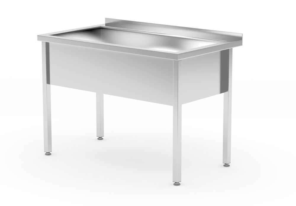 Mesa com calha de lavagem única – soldada, profundidade 700 mm, altura da câmara 300 mm, Profi Line, 800x700x(H)850mm