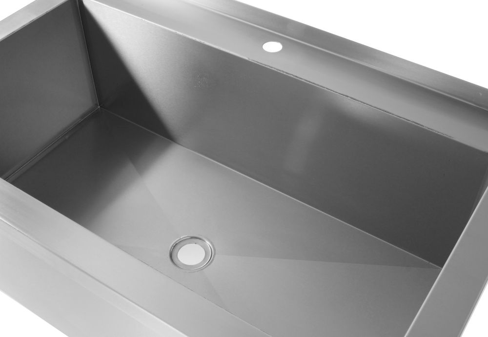 Mesa com calha de lavagem única – soldada, profundidade 700 mm, altura da câmara 300 mm, Profi Line, 1000x700x(H)850mm - Image 2