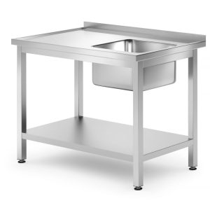 Mesa lava-loiças com prateleira – aparafusada, profundidade 700 mm, Profi Line, Direita, 1000x700x(H)850mm