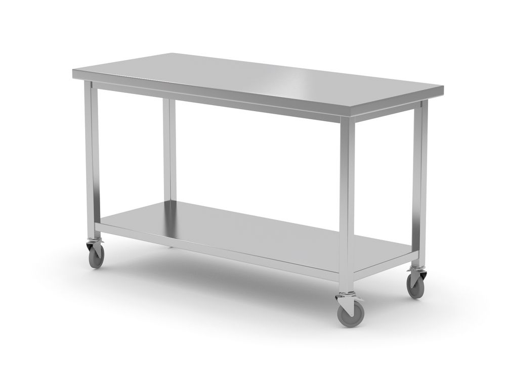 Mesa móvel, com prateleira – aparafusada, Kitchen Line, 1200x600x(H)850mm - Image 2