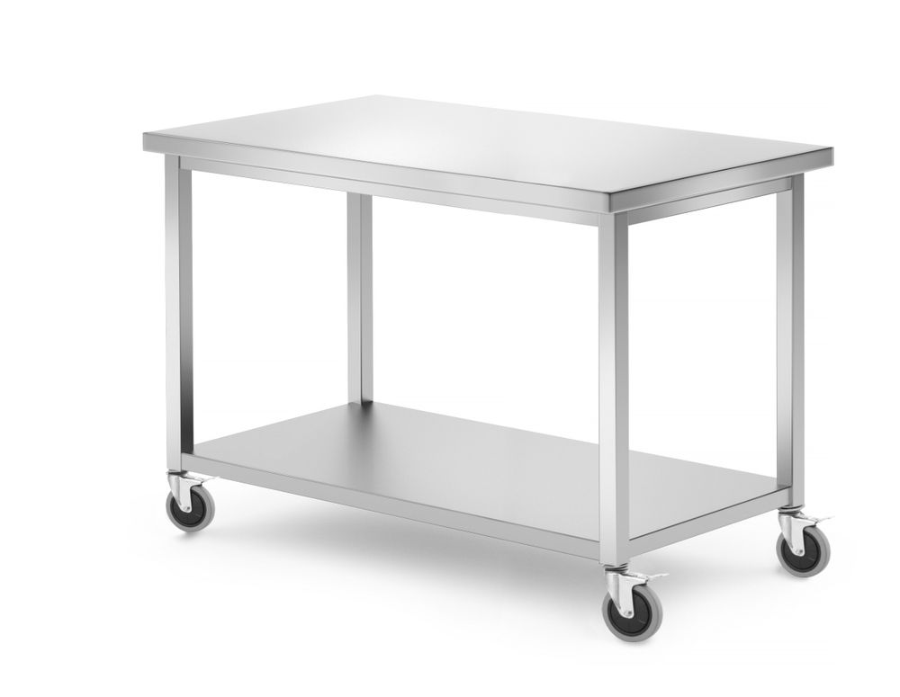 Mesa móvel, com prateleira – aparafusada, Kitchen Line, 1200x600x(H)850mm