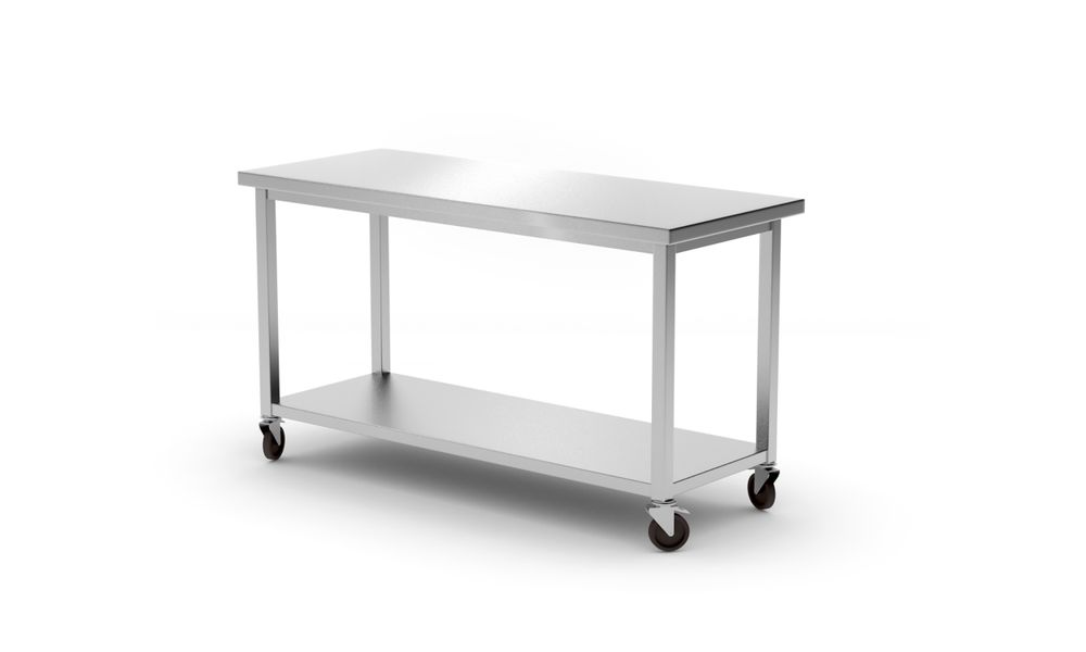 Mesa móvel, com prateleira – aparafusada, Kitchen Line, 1200x600x(H)850mm - Image 3