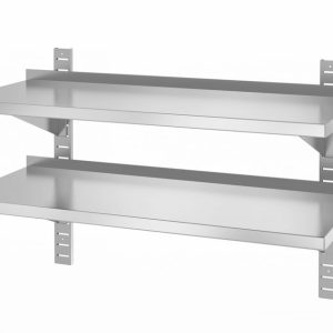 Prateleira de parede dupla, ajustável, com 2 suportes, 1000x400x(H)600mm