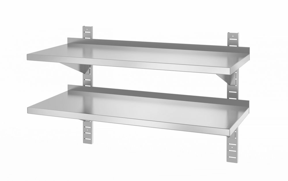 Prateleira de parede dupla, ajustável, com 2 suportes, 1000x400x(H)600mm