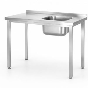 Mesa com lava-loiças, aparafusada, Kitchen Line, lava-loiças do lado direito, 1000x600x(H)850mm