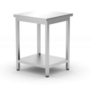 Mesa central com prateleira – aparafusada, profundidade 600 mm, Kitchen Line, 600x600x(H)850mm