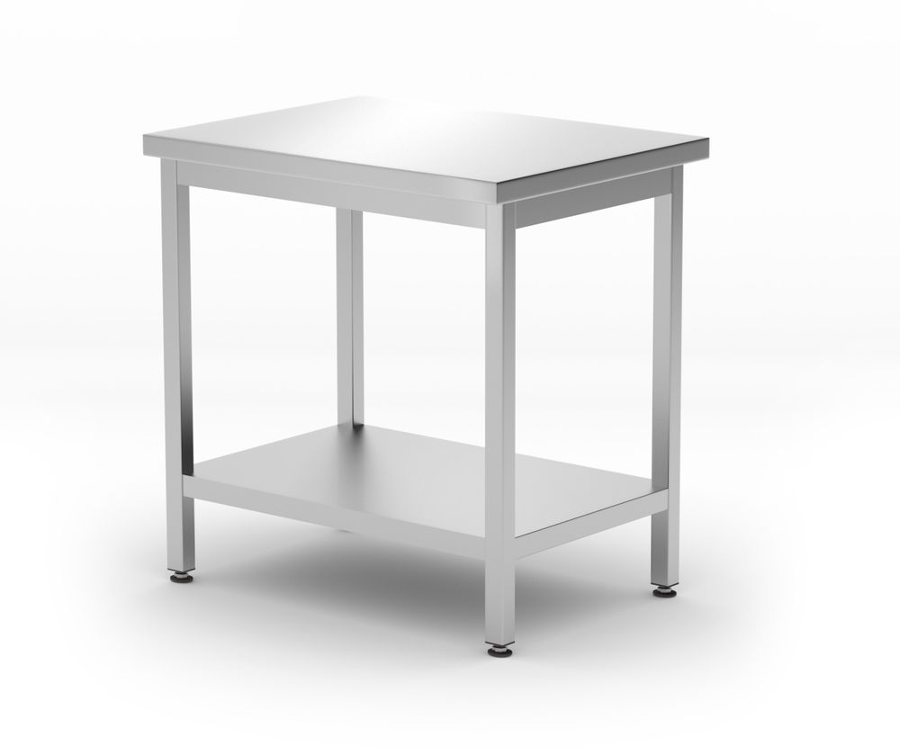 Mesa central com prateleira – aparafusada, profundidade 600 mm, Kitchen Line, 800x600x(H)850mm