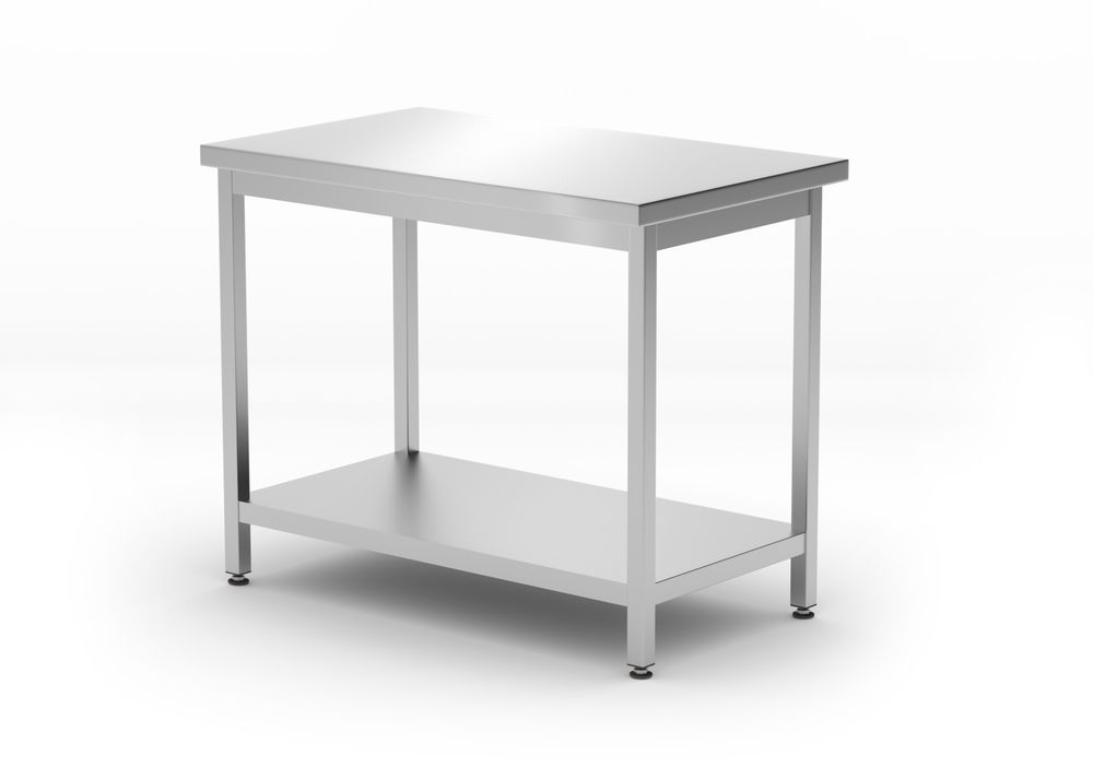 Mesa central com prateleira – aparafusada, profundidade 600 mm, Kitchen Line, 1000x600x(H)850mm
