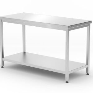 Mesa central com prateleira – aparafusada, profundidade 600 mm, Kitchen Line, 1200x600x(H)850mm