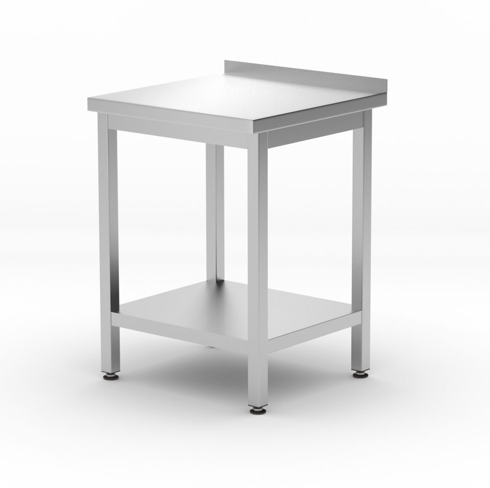 Mesa de parede com prateleira – aparafusada, profundidade 600 mm, Kitchen Line, 600x600x(H)850mm