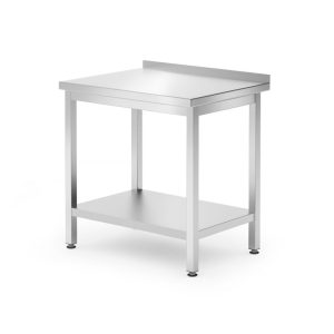Mesa de parede com prateleira – aparafusada, profundidade 600 mm, Kitchen Line, 800x600x(H)850mm