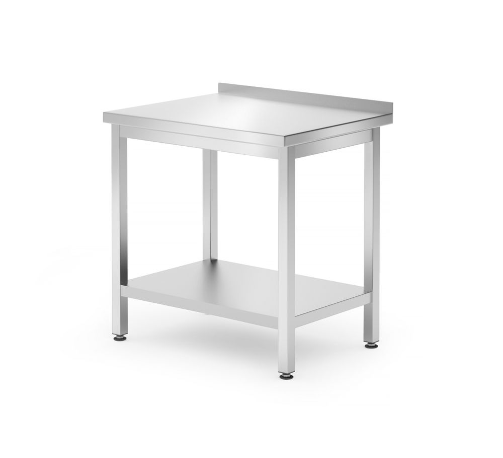 Mesa de parede com prateleira – aparafusada, profundidade 600 mm, Kitchen Line, 800x600x(H)850mm