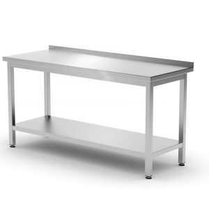 Mesa de parede com prateleira – aparafusada, profundidade 600 mm, Kitchen Line, 1200x600x(H)850mm