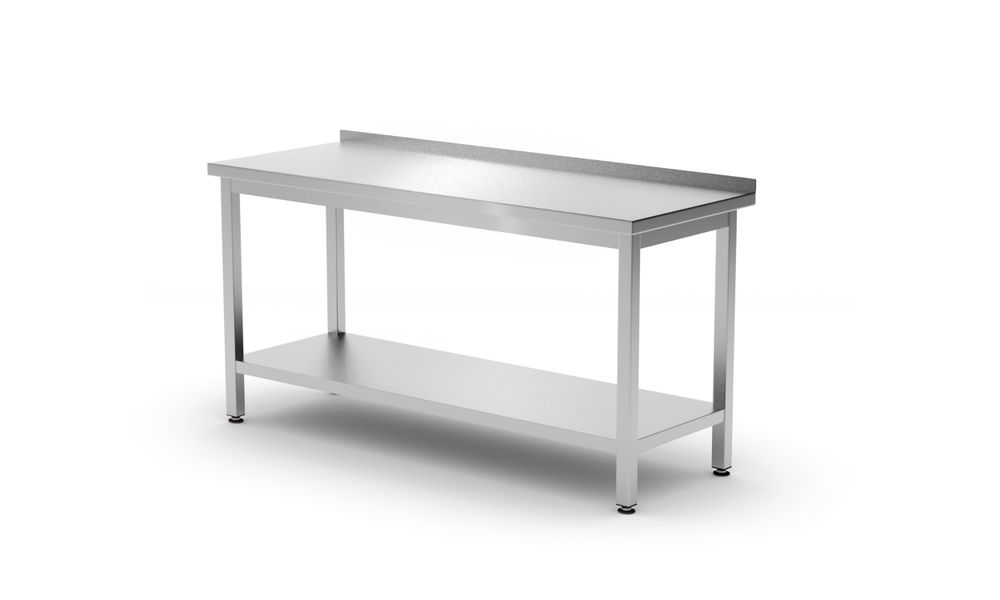 Mesa de parede com prateleira – aparafusada, profundidade 600 mm, Kitchen Line, 1200x600x(H)850mm
