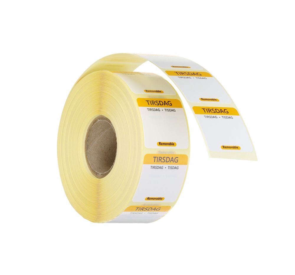 Etiquetas diárias de segurança alimentar, multiusos, fáceis de remover, Terça-feira, Amarelo, 1000 unid., 25x25mm