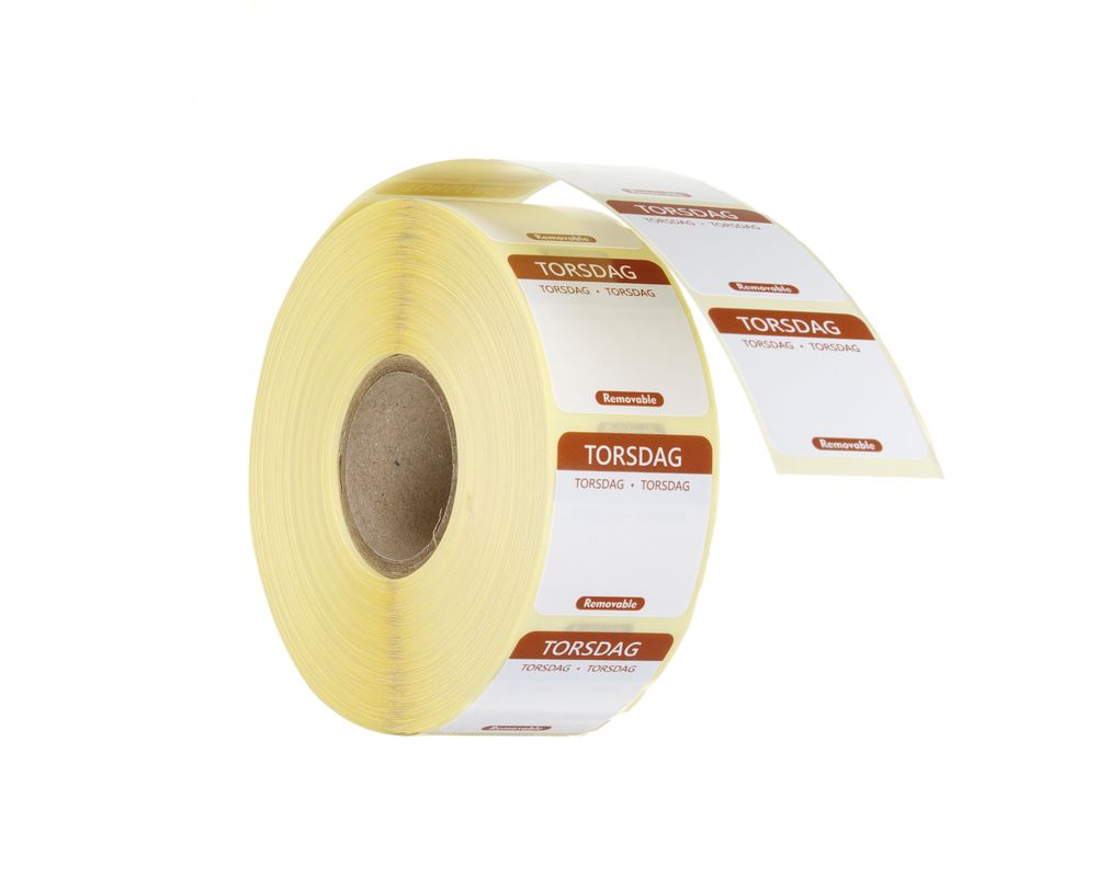 Etiquetas diárias de segurança alimentar, multiusos, fáceis de remover, Quinta-feira, Castanho, 1000 unid., 25x25mm