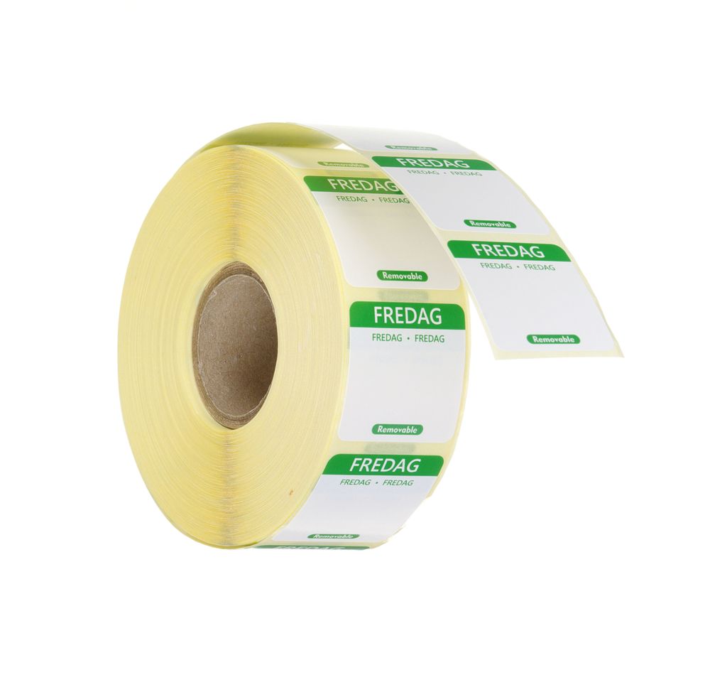 Etiquetas diárias de segurança alimentar, multiusos, fáceis de remover, Sexta-feira, Verde, 1000 unid., 25x25mm