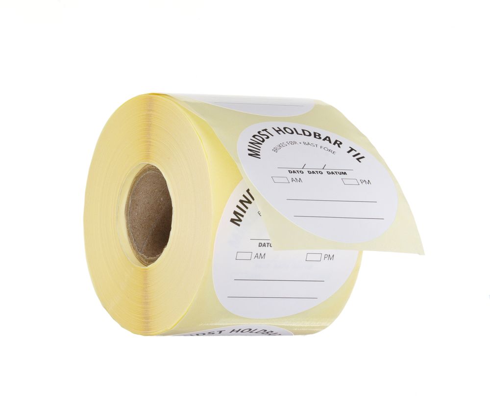 Etiquetas de segurança alimentar, multiusos, fáceis de remover, “UTILIZAR ANTES”, Branco, 500 unid., ⌀50mm