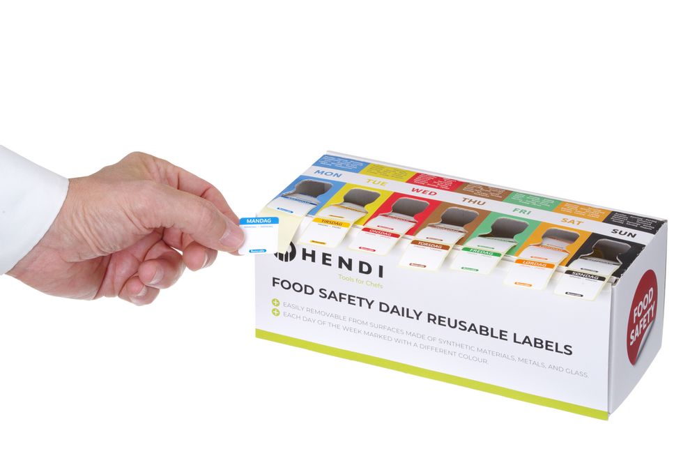 Conjunto de autocolantes de segurança alimentar, multiusos, fácil de remover, com dispensador, 240x80x(H)100mm - Image 2
