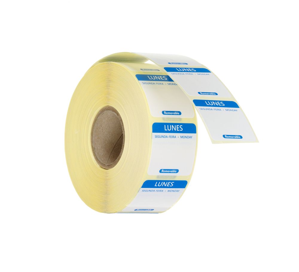 Etiquetas diárias de segurança alimentar, multiusos, fáceis de remover, Segunda-feira, Azul, 1000 unid., 25x25mm