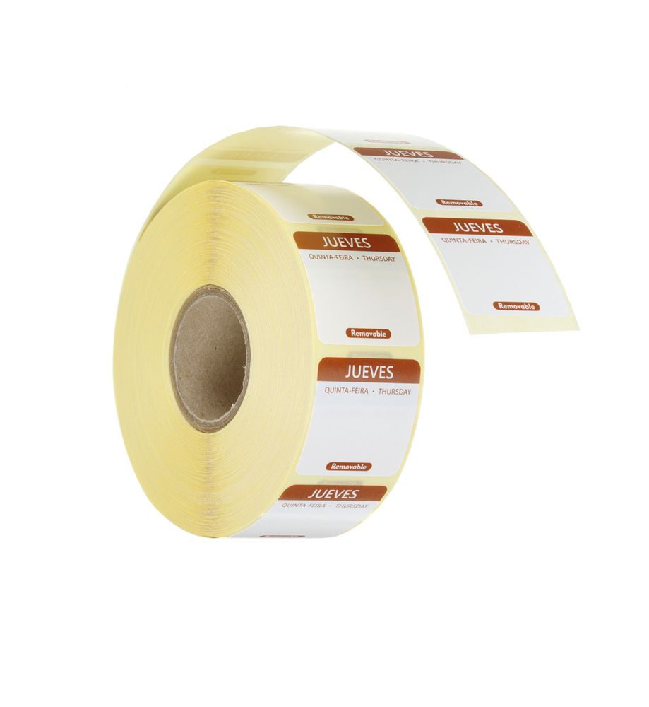Etiquetas diárias de segurança alimentar, multiusos, fáceis de remover, Quinta-feira, Castanho, 1000 unid., 25x25mm