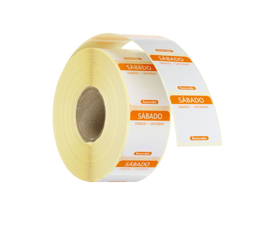 Etiquetas diárias de segurança alimentar, multiusos, fáceis de remover, Sábado, Laranja, 1000 unid., 25x25mm