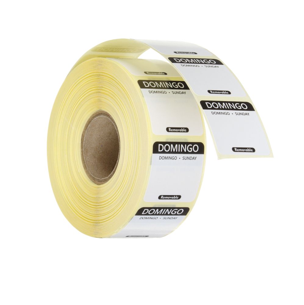 Etiquetas diárias de segurança alimentar, multiusos, fáceis de remover, Domingo, Preto, 1000 unid., 25x25mm