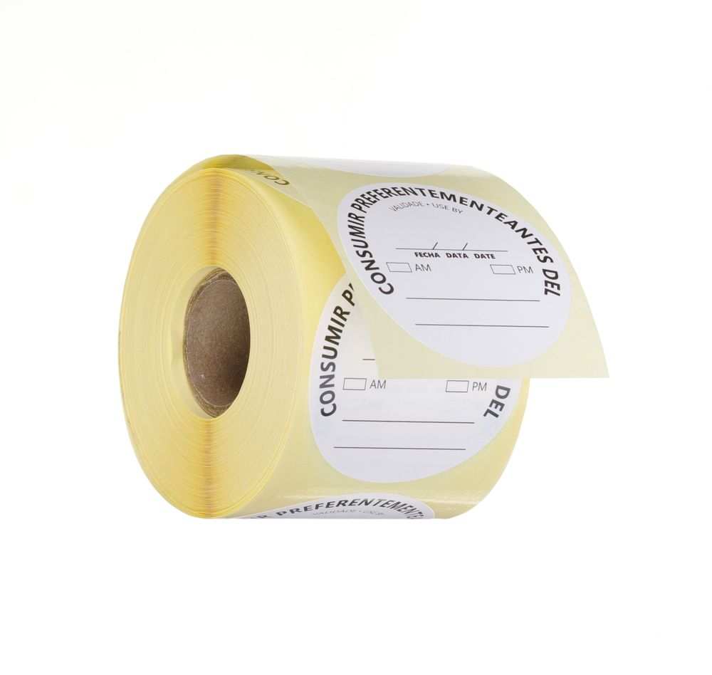 Etiquetas de segurança alimentar, multiusos, fáceis de remover, “UTILIZAR ANTES”, Branco, 500 unid., ⌀50mm