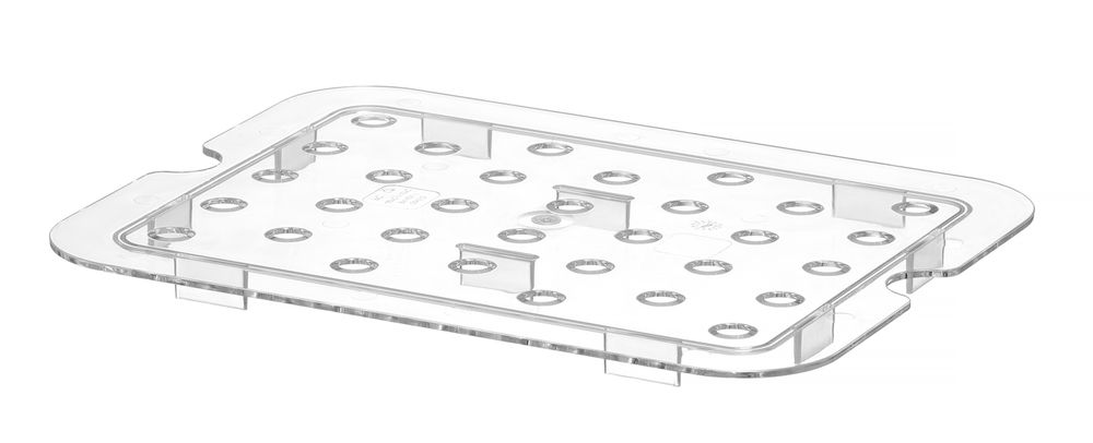 Prateleira perfurada para recipientes GN em policarbonato, Profi Line, GN 1/2, Transparente, 265x206mm