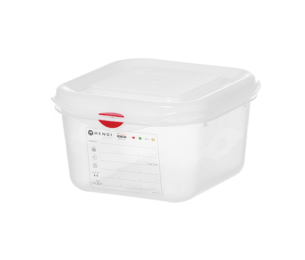 Recipiente GN 1/6, polipropileno, GN 1/6, 1,7L, Transparente, 176x162x(H)100mm, Retangular
