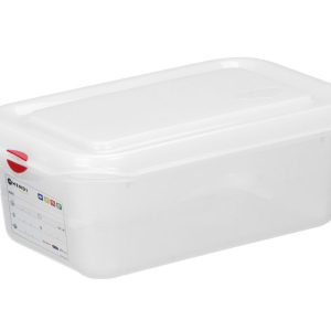 Recipiente GN 1/4 em polipropileno, GN 1/4, 2,8L, Transparente, 265x162x(H)100mm, Retangular
