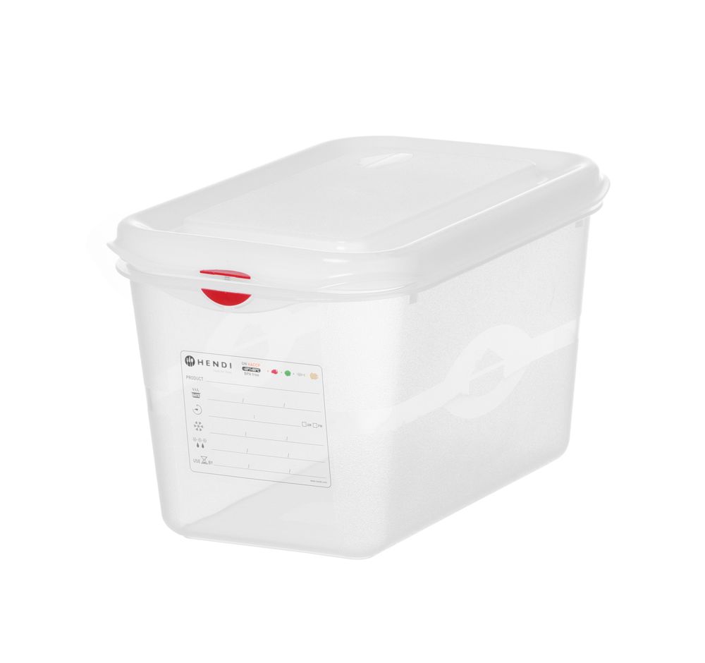 Recipiente GN 1/4 em polipropileno, GN 1/4, 4,3L, Transparente, 265x162x(H)150mm, Retangular