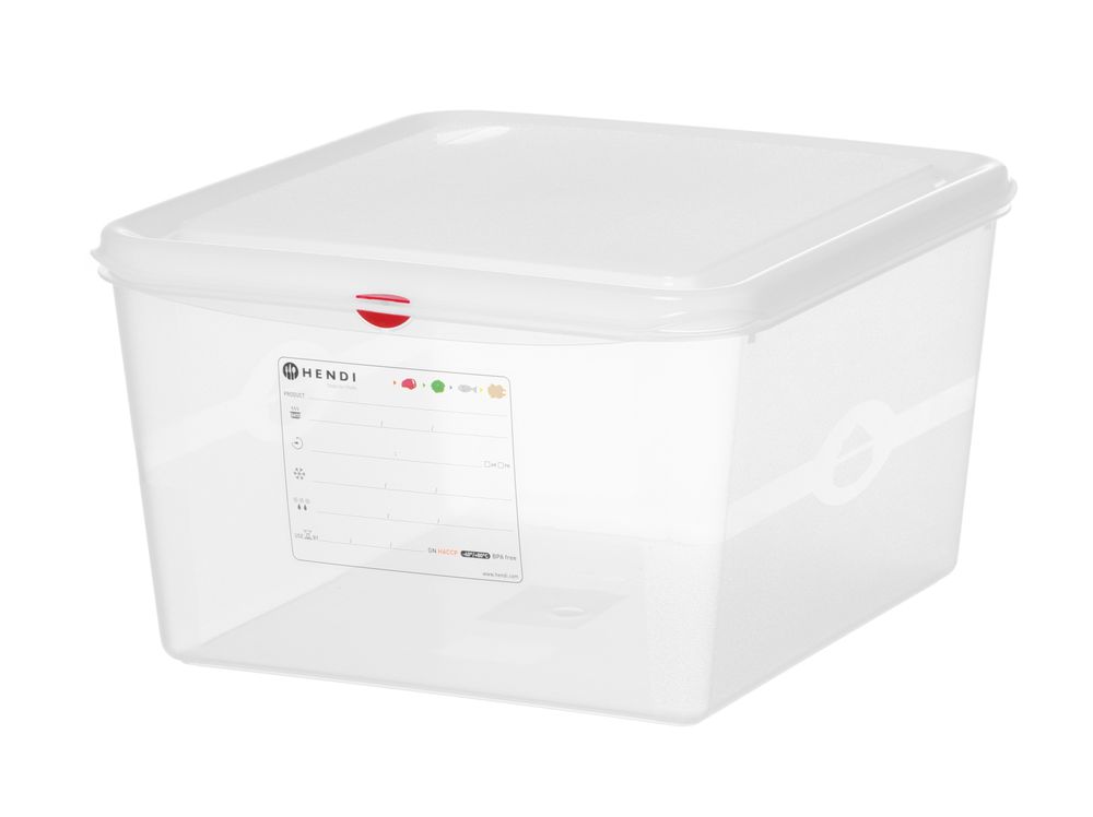 Recipiente GN 2/3, polipropileno, GN 2/3, 19L, Transparente, 354x325x(H)200mm, Retangular