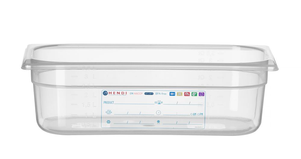 Recipiente Gastronorm 1/3, GN 1/3, 4L, Transparente, 325x176x(H)100mm