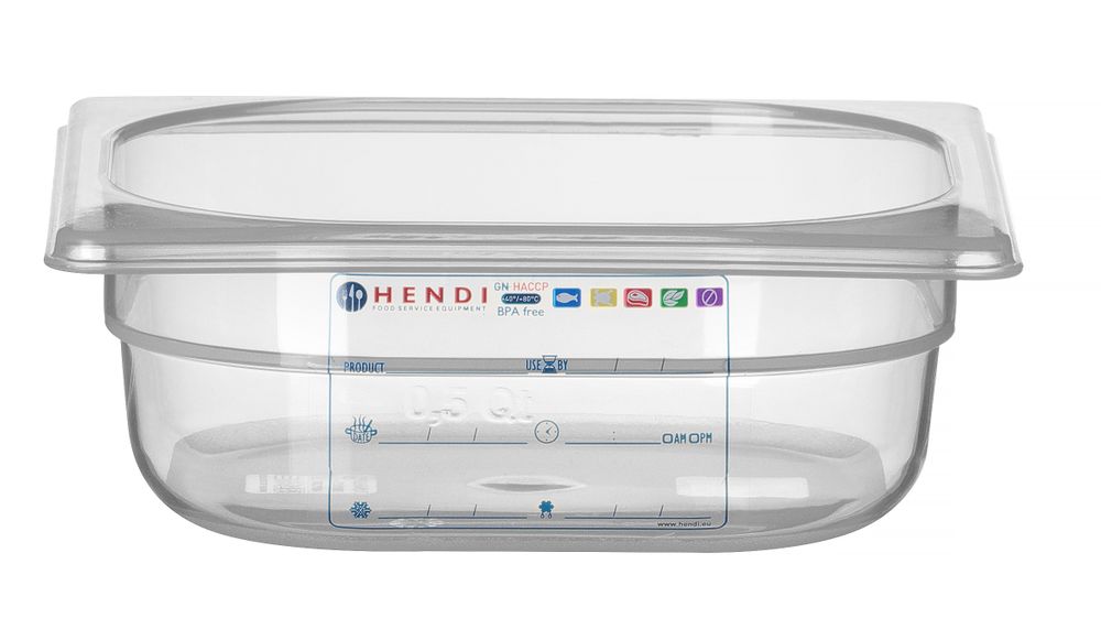 Recipiente Gastronorm 1/6, GN 1/6, 1L, Transparente, 176x162x(H)65mm